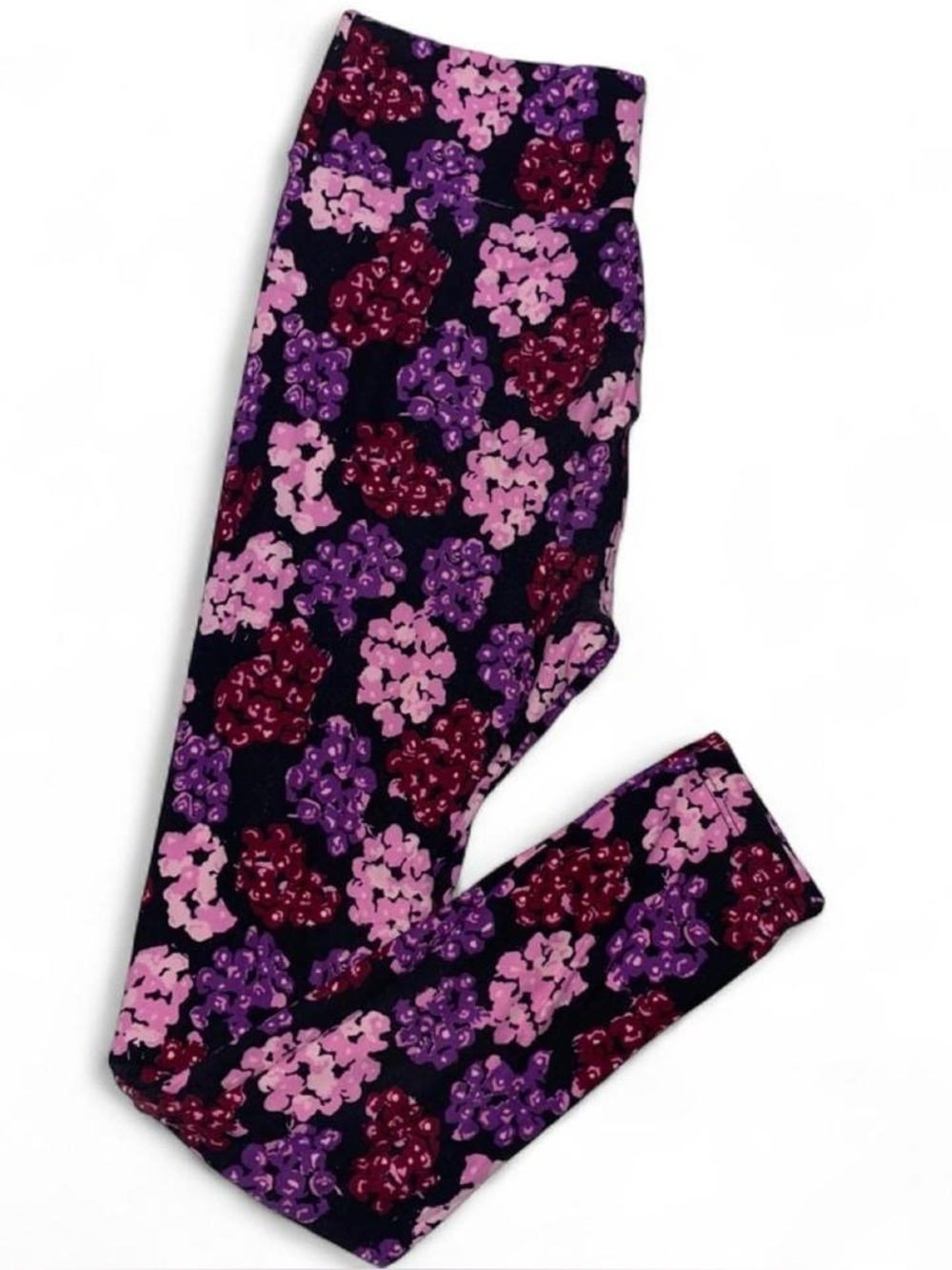 LuLaRoe Floral Leggings in Pink, Purple & Black